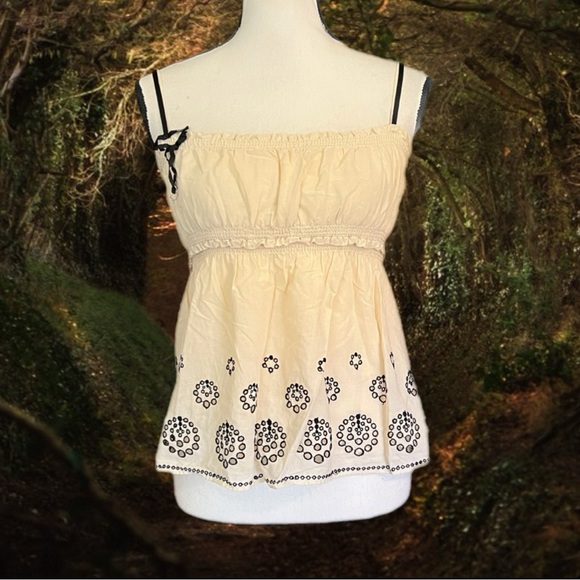 Juicy Couture Tops - Vintage Juicy Couture Silk Cotton Smocked Embroider Babydoll Camisole